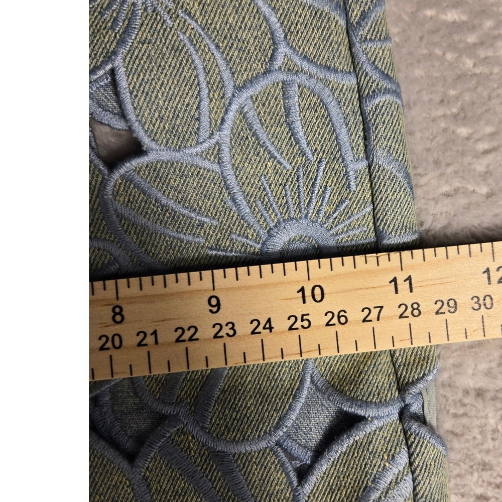 Cynthia Rowley Floral Eyelet Cutout Wide Leg Denim Pants Light Wash 28 - Picture 11 of 15